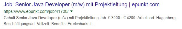 SEO Stellenanzeige Beispiel