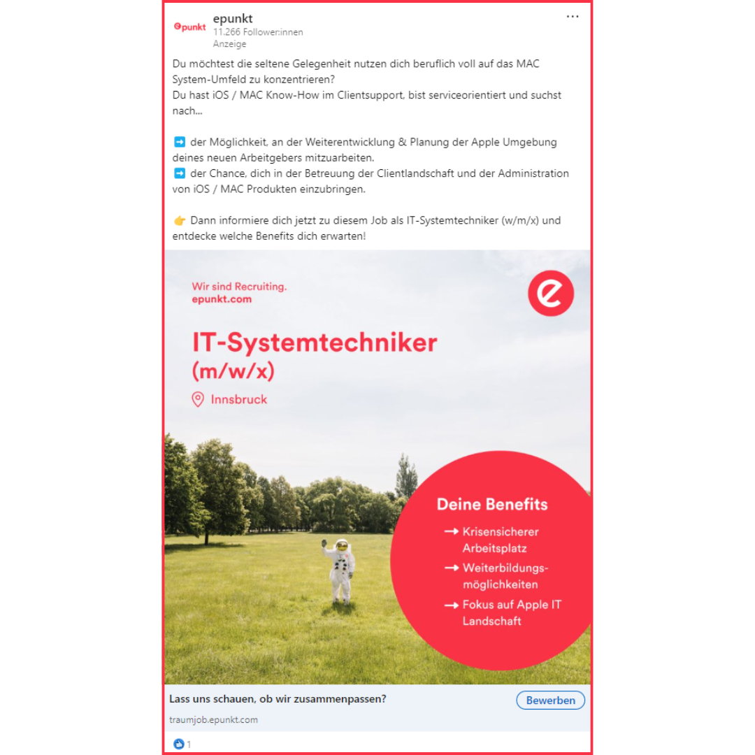 Performance Recruiting Social Media Ad quadratisch